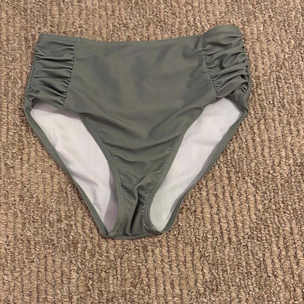 Target Olive Green Ruched Kids Bikini Bottoms